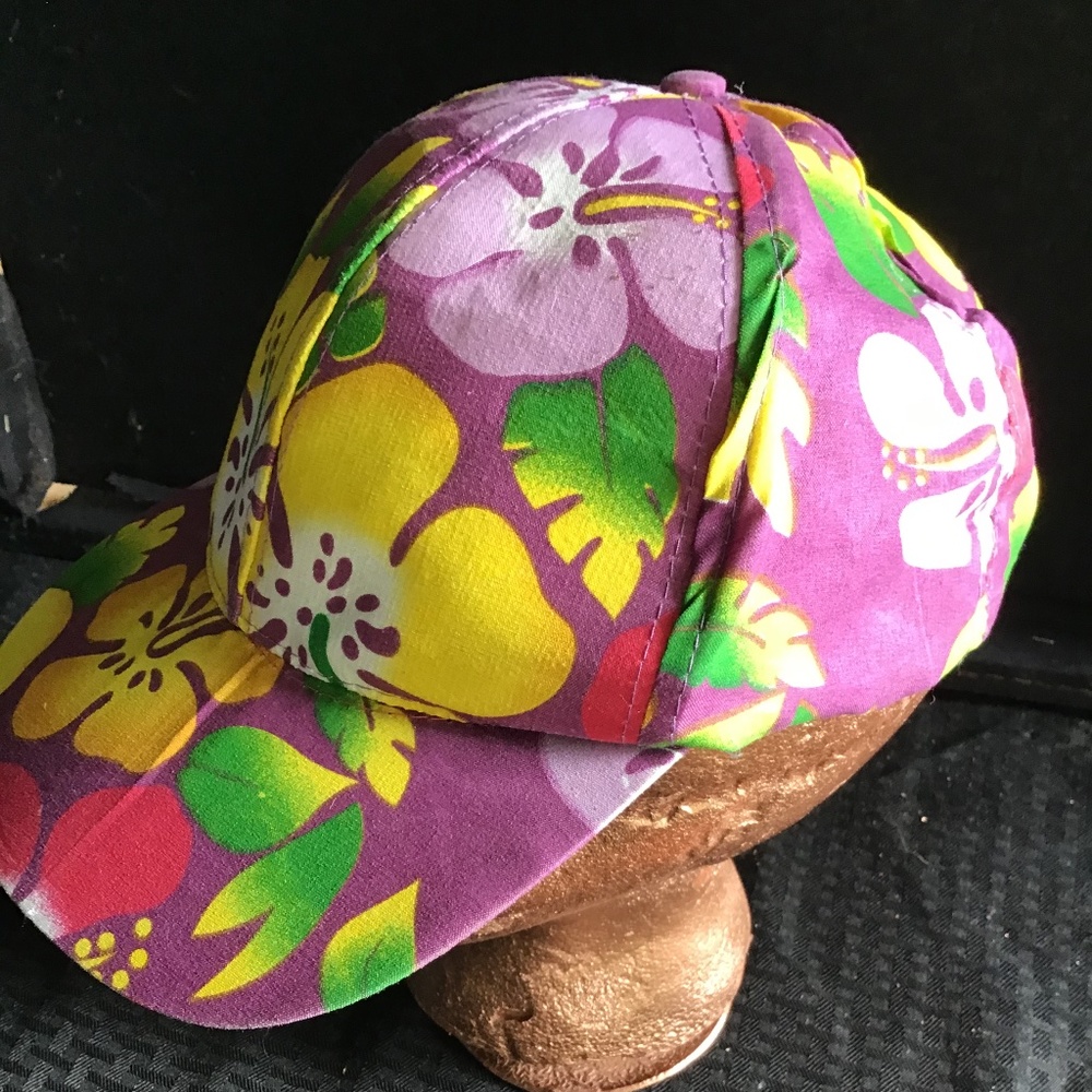 Tropical print purple baseball cap